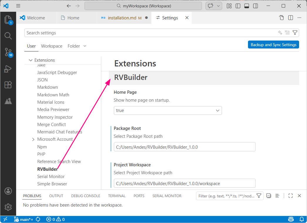 RVBuilder Settings