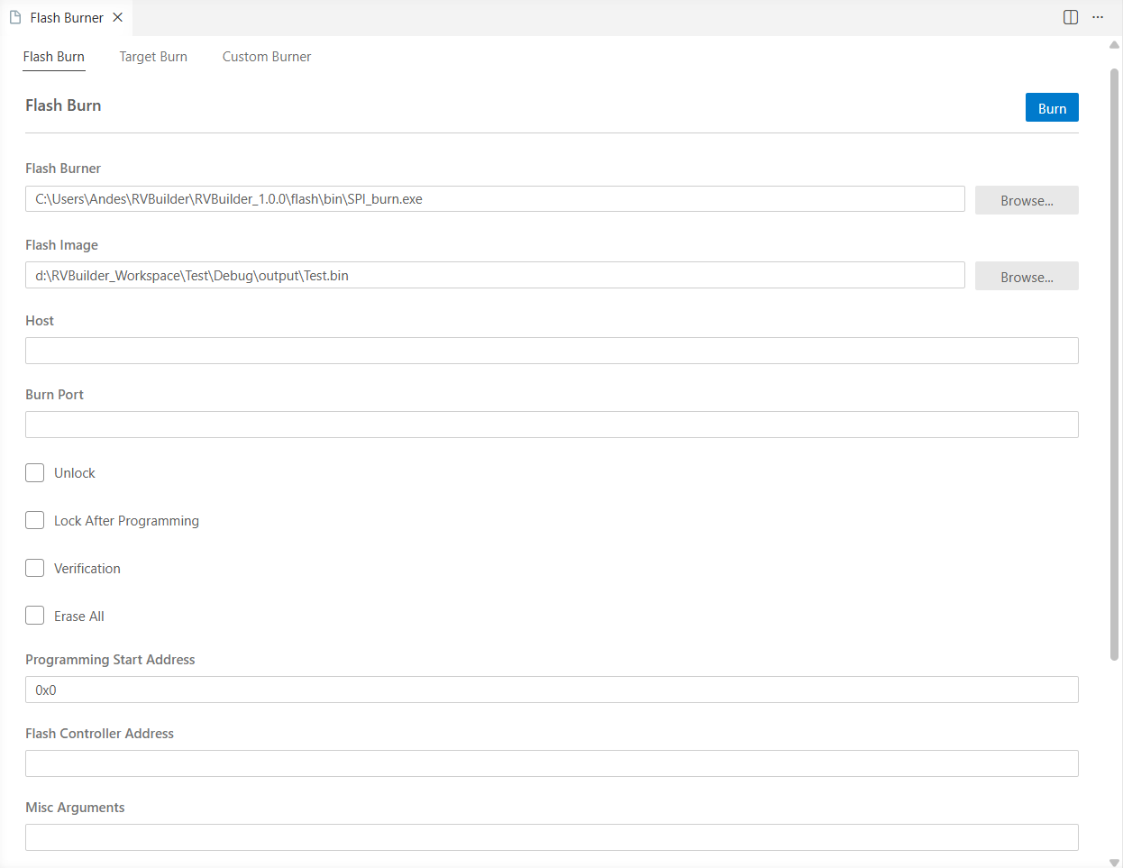 Flash Burner UI